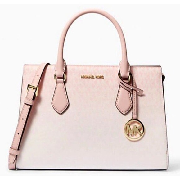 New Michael Kors Sheila Medium Ombré Signature Logo Satchel Powder Blush Multi - Picture 2 of 4